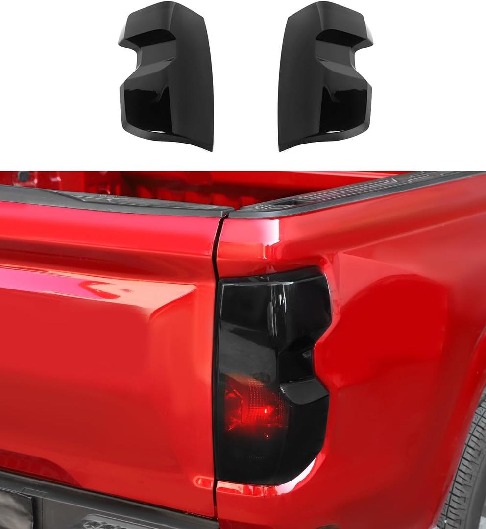 Voodonala Tail Light Cover Compatible with Chevy Colorado 2023 2024 2025, Smoke Black Rear Light Trim Guards Tint
