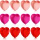 12 Pcs Valentine Heart Shaped Cake Pans Galentine Pink Red Silicone Mini Heart Cake Mold Nonstick Dessert Pan Chocolate Baking Tray Bakeware for Valentine Birthday Cupcake Muffin Tool(Multicolor,4'')