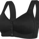 Daisy Bras for Older Women No Underwire Front Closure Comfort Senior Wireless Snap Closing Bra (Z Black)