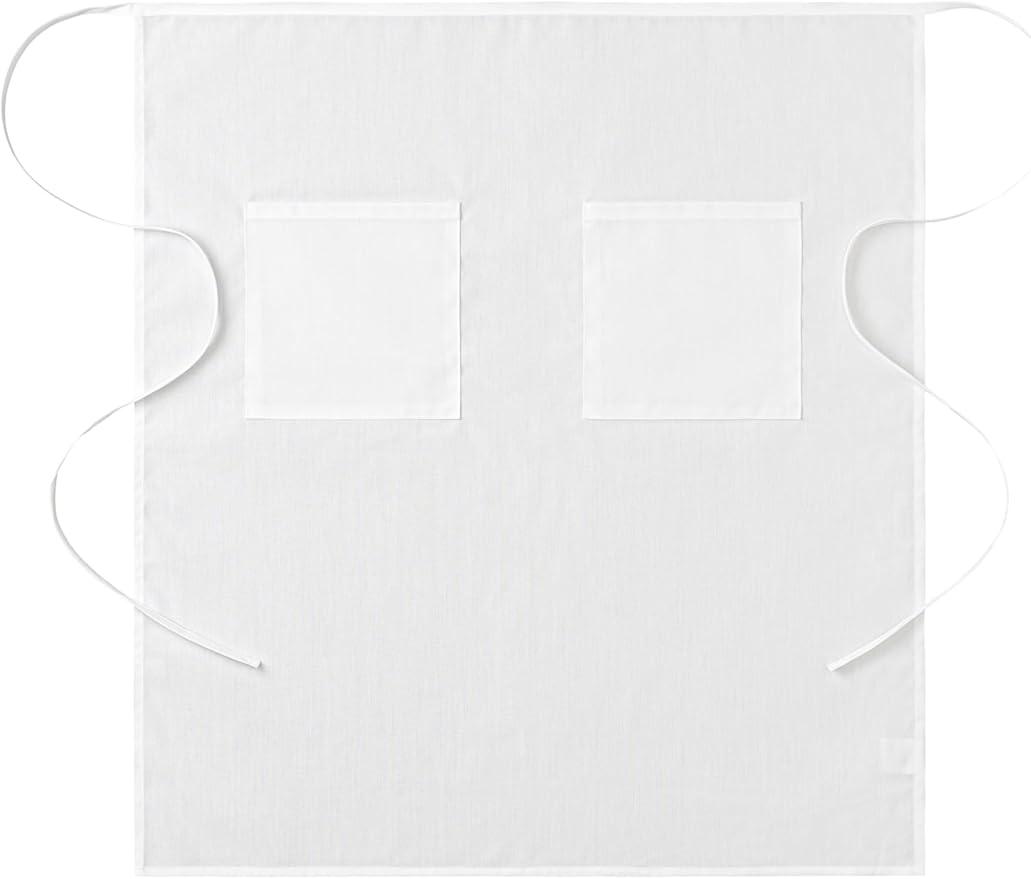 Bistro Waist Apron with Dual Pockets Adjustable Long Chef Apron for Kitchen, Restaurant & Caf (Wite)