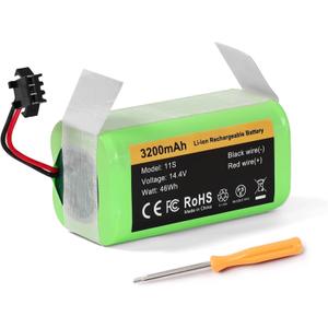 3200mAh Replacement Battery Compatible with Eufy RoboVac 11, 11S, 30C, 30, 35C, 15C, 15T, Ecovacs Deebot N79, N79S, 500, DN622 (3-Prong Connector)