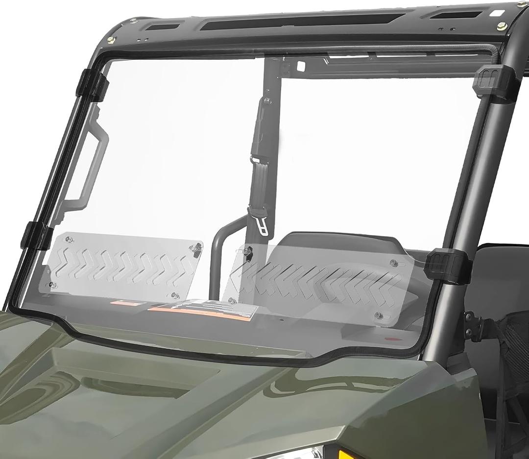 KEMIMOTO Front Vented Windshield Compatible With Polaris Ranger Midsize 570 500 SP/Crew 2015-2025, Scratch Resistant PC UTV Window Compatible With Ranger ETX EV Accessories Parts (Not Fit Full Size)