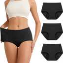 Period Underwear for Women High Waisted Leakproof Menstrual Panties Heavy Flow Absorbent Postpartum Briefs 3 Pack Medium
