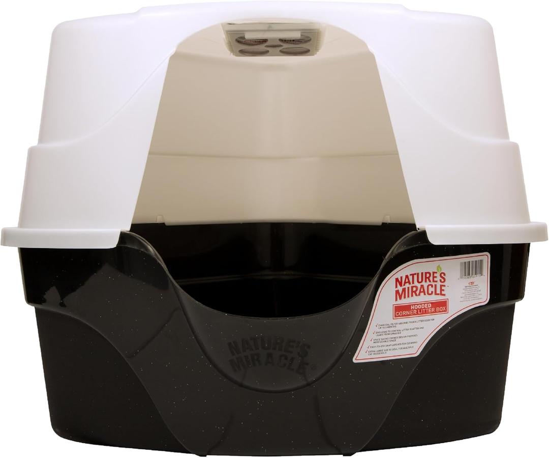 Natures Miracle Hooded Corner Litter Box, With Odor Control Charcoal Filter (P-5915)