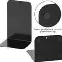 VFINE Bookends 1 Pair, Black Metal Book Ends, Heavy Bookends for Shelves, Book Stopper for Heavy Books, Book Organizer for Home Office School Supplies