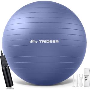 Trideer Yoga Ball - Exercise Ball for Workout pilates Stability - Anti-Burst and Slip Resistant for physical therapy, Birthing, Stretching & Core Workout, Office Ball Chair, Flexible Seating, Home Gym (L(23-26ines/58-65cm), Midnight Blue)