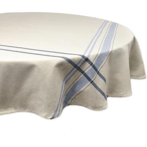 DII French Stripe Dining Table Collection Farmhouse Style Tablecloth, 70 Inches Round, Taupe/Blue DII French Stripe Dining Table Collection Farmhouse Style Tablecloth, 70 Inches Round, Taupe/Blue