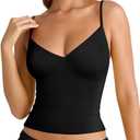 PINKMSTYLE 2025 Womens Spaghetti Strap Tank Top V Neck Double Lined Going Out Summer Top (medium, Black)
