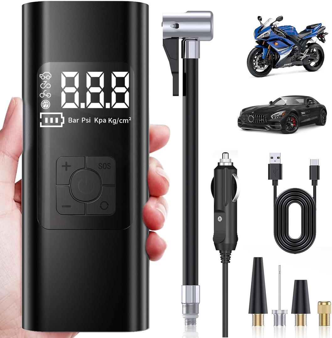 Tire Inflator Portable Air Compressor- New Upgrade 21000mAh Portable Air Pump-150PSI Cordless Smart Tire Pump -Accurate Pressure LCD Display, 3X Fast Inflation for Cars,Bikes,Motorcycle,Tires,Balls