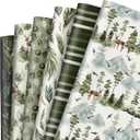 AnyDesign 12 Sheet Forest Theme Wrapping Paper Watercolor Woodland Gift Wrap Paper Bulk Green Tree Elk Art Paper for Birthday Wedding Baby Shower DIY Crafts Gift Packing, 19.7 x 27.6, Folded Flat