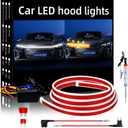 Dynamic Scan Start Up Hood Light Strip Sequential Flowing Turn Signal Lights Flexible DRL Daytime Running Light Car Led Light Strip Exterior,Dual Color Amber White Switchback 12V 59inch (1 Set)