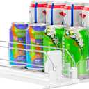 RULA Drink Organizer for Fridge, Self-Pushing Soda Can Dispenser for Refrigerator, Width Adjustable Beverage Pusher Glide - Holds up to 25 Cans (15" D, 5 Rows)