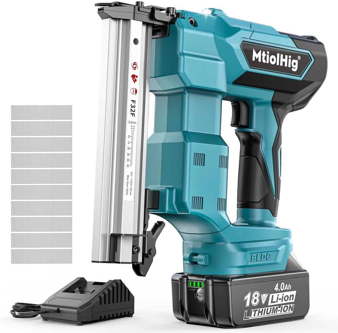 Cordless Brad Nailer for Makita 18V Lithium-Ion Battery, 18 Gauge 5/8 to 1-1/4 Inch Nail Gun with 1 x 3.0Ah Rechargeable Battery, Powered Electric Tool Set Brushless Motor 2 Modes