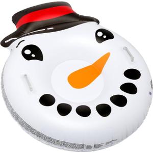 Large 48" Inflatable Snow Tube for Kids and Adults, Durable Winter Toy for Tubing & Sledding - Snowman Face