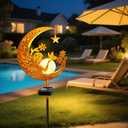 ZNYCYE Solar Lights Outdoor Decorative Moon Angel Solar Stake Lights Pathway Lights, Birthday Gifts for Women mom Grandma,Fairy Garden Decor Waterproof for Walkway, Yard, Lawn, Patio (Warm White)