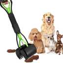 Pet Pooper Scooper, 24" Long Handle Portable Poop Scooper for Large and Small Dogs Cats, Foldable Dog Poop Pick Up Tool, Sturdy Garbage Rake Picker for Garden Backyard Grass Dirt Gravel (Green)