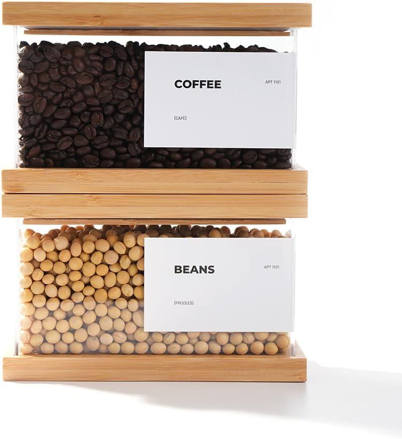 Bamboo Food Dispenser | Kitchen Organizers and Storage | Airtight Pantry Organizers and Storage Container | Cereal, Rice, Flour, Snack Storage (2, Small)