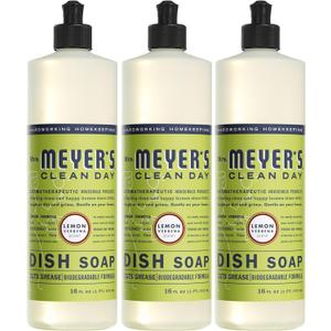 MRS. MEYER'S Clean Day Liquid Dish Soap, Biodegradable Formula, Lemon Verbena, 16 fl. oz - Pack of 3
