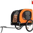Dog Bike Trailer for Medium & Large Dogs - Convertible Pet Bicycle Trailer Jogger Stroller w/Waterproof Cover, Safety Flag & Reflective Strips - Fits 20"-29" Wheels (Orange-1)