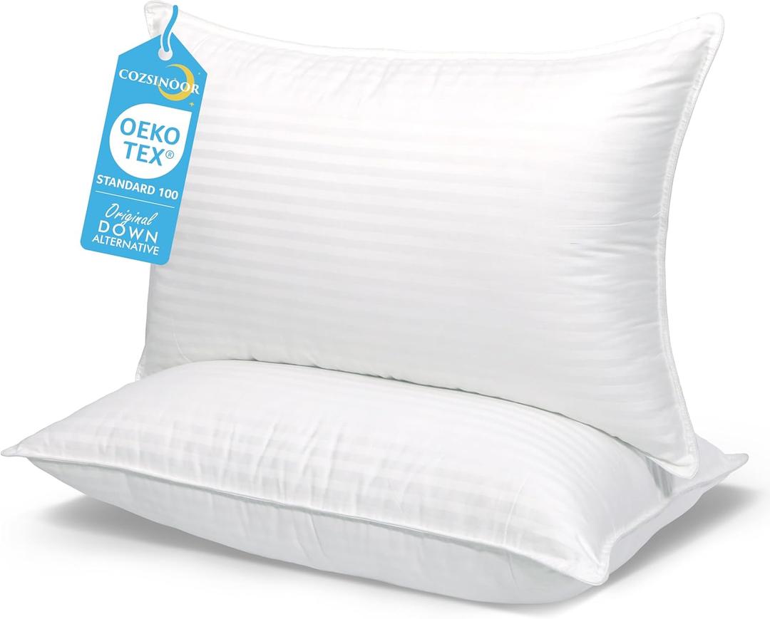 COZSINOOR Bed Pillows for Sleeping Queen Size - Hotel Quality Set of 2 - Breathable Cooling Down Alternative Microfiber Filled for Back, Stomach, Side Sleepers Skin-Friendly