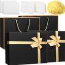 AmazingSpark 2 Sets Gift Box 11.4x8.6x4.1 Inches, Large Black Gift Boxes for Presents with Gift Bag, Ribbons, Card, Shredded Paper Filler, for Wedding, Birthdays, Mother's Day Gift Packaging
