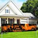 Halloween Decorations Outdoor Yard Banner Happy Halloween Banner Pumpkin Fence Backdrop 118x20 Inch Haunted House Moon Bat Scene Gothic Outdoor Yard Sign for Garden Porch Party Wall