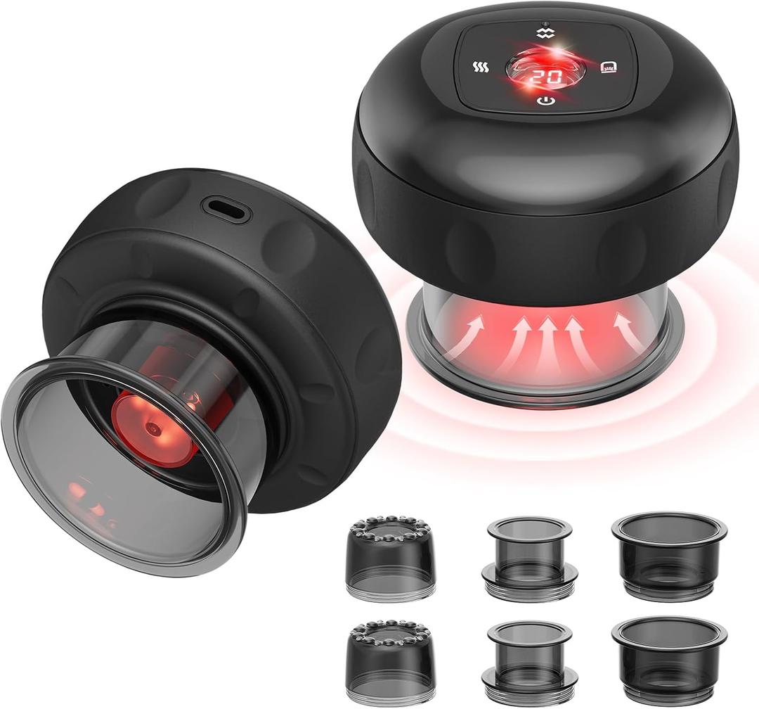7-in-1 Electric Cupping Set, 12 Levels Cupping Kit for Massage Therapy for Targeted Pain Relief, Knots, Aches, Muscle Soreness - 2Pcs(Black)