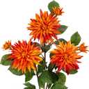 Hollyone 3Pcs Orange Fake Dahlia Flowers Fall Flowers Artificial for Decoration Silk Flower with Long Stem 28" Floral Arrangements Bouquets Autumn Faux Dahlias Centerpieces Fall Decorations for Home