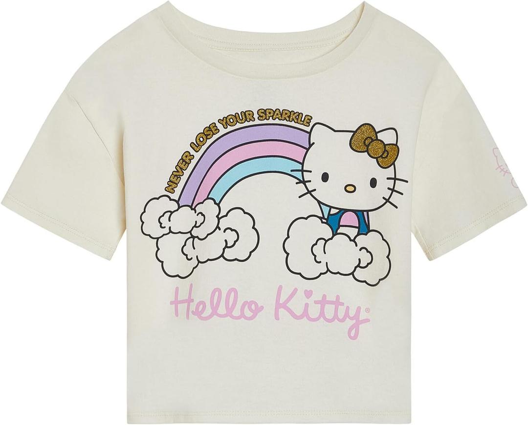 Hello Kitty Girls Drop Shoulder T-Shirt Little Kid to Big Kid Sizes (4-14-16) (10-12)