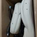 Serta Garret Executive Office Chair, Ergonomic Mid-Back with Lumbar Support, Semi-Plush Cushion and Body Pillows, Padded Armrests, Swivel Base, Bonded Leather, Ivory White