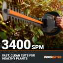 WORX Nitro 24" Cordless Hedge Trimmer, Electric Hedge Trimmer with Dual-Action Blades & 3400 SPM, Brushless Bush Trimmer with 180 Rotating Handle, 2 Batteries & Charger Included, WG286