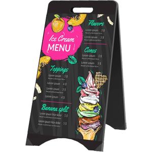 A-Frame Chalkboard Sign 15 x 30 Double Sided Displays Floor Standing Chalkboard Sturdy Sidewalk Sign Sandwich Board Foldable Standing Outdoor Blackboard for Restaurant, Wedding, Business, Black 
