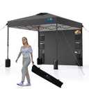 12X12 Pop Up Canopy Tent, Heavy Duty One Person Set Up Event Tent, Removable Pockets Sidewall, Easy Up Canopy with One Push Button for Extra Storage, Grey