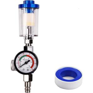 1/4" Air Compressor Oil Water Separator for Spray Gun, Spray Paint Kit Air Regulator Gauge and in-line Air Oil Water Separator Filter