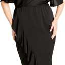 City Chic Women's Plus Size Soft Ruffle Dress (Black, 12 Plus)