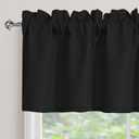 XWZO Rectangle Textured Window Valance for Kitchen Basement Rod Pocket Antiwrinkle Jacquard Small Window Kitchen Curtain Valance Cafe Curtains Black, One Panel, Rustic Home Décor 60 by 15 Inches