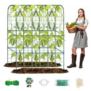 65in Tall Cucumber Trellis for Raised Bed, 50" L x 65" H Metal Garden Trellis for Climbing Plants Outdoor, U-Shape Vegetables Trellis Support for Squash Zucchini Peas Grape