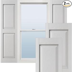 Mid America Standard  Equal Panel Vinyls, Raised Panel Vinyl Shutters, w/Installation Shutter-Lok's & Matching Screws (Per Pair),  size: 30.5" x 15 White