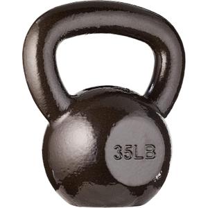 Amazon Basics Cast Iron Kettlebell for Strength Training, Wide Handle with Comfortable Grip, 35 Pounds, Black