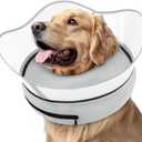 Supet Raised Inflatable Cone Collar to Stop Licking, Soft Dog Cone Alternative After Surgery, Neck Donut Collar for Small to Large Dogs (Grey)