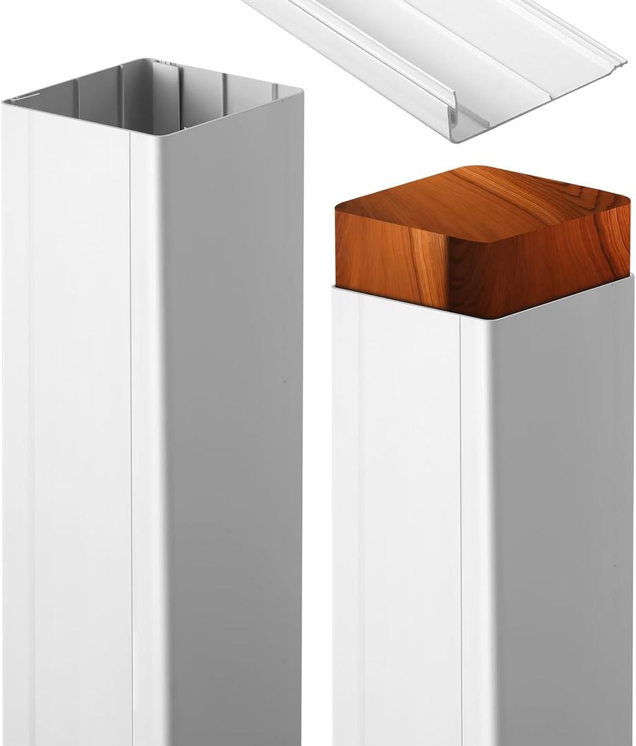 CroBlissful 2 Set 6 x 6 x 48" Post Sleeve Vinyl Post Wrap (Actual 5.5 x 5.5") Weatherproof Outdoor White Porch Column Wraps for Lasting Easy Installation on Patio Fence Mailboxl(Smooth Design)