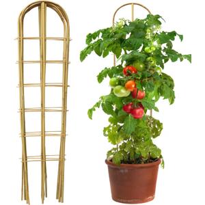 5 Pack 4 Feet U-Shape Bamboo Trellis, Natural Bamboo Trellis for Climbing Plants, Vegetables, Cucumber, Tomato, Outdoor and Indoor Potted Plants