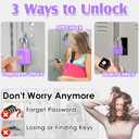 Pothunder Fingerprint Padlock, Smart Padlock, Locker Lock, Combination Fingerprint Lock with APP Unlock, USB Rechargeable, Suitable for Gym Locker(Lavender Purple)