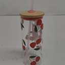 Glass Cup with Straw and Lids Cherry decoration