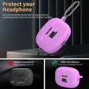 for JBL Vibe Beam/JBL Vibe Beam 2/ JBL Vibe 200TWS Case Cover, Silicone Scratch Resistant Logo Visible Cover Compatible with JBL Vibe 200TWS & Beam & Beam 2 Charging Case with Carabiner-Purple
