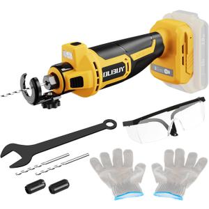 OLIBUY Cordless Drywall Cut-Out Tool for De-walt 20V Battery, 3 Speed Adjustable Brushless Rotary Saw with Up to 30000 RPM, Drywall Rotary Cutting Tool for Sheetrock,Wood,Plywood(Tool Only) (Yellow)