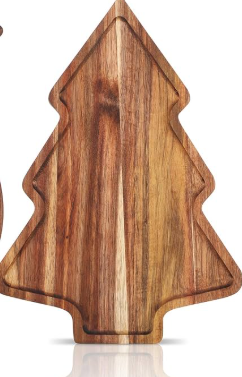 Umigy 1 Pcs Christmas Charcuterie Boards Christmas Tree Wooden Cutting Board with Handle Antler Acacia Wood Cute Cutting Board for Cheese Fruit Bread Salad Vegetables Snack Dessert