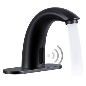 PRIMSOPH Automatic Motion Sensor Hands Free Electronic Infrared Smart Commercial Touchless Bathroom Sink Faucet with Cover Plate Temperature Mixer Battery or Plug-in Powered Chrome