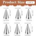 6 Pcs Round Hole Piping Tips Set for Cake Decorating, Stainless Steel Round Icing Dispensers Nozzles Professional Cupcake Frosting Nozzles for Cake Cookies Pastry Fondant Cream (6 Sizes)