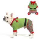 Mihachi Christmas Dog Pajamas, Pet Costume Elf Dog Costume Clothes for Small Large Soft Pet Pjs Winter Warm Jammies, Stretchy Elf Clown Apparel for Puppy Christmas Party Supplies, Green, SM
